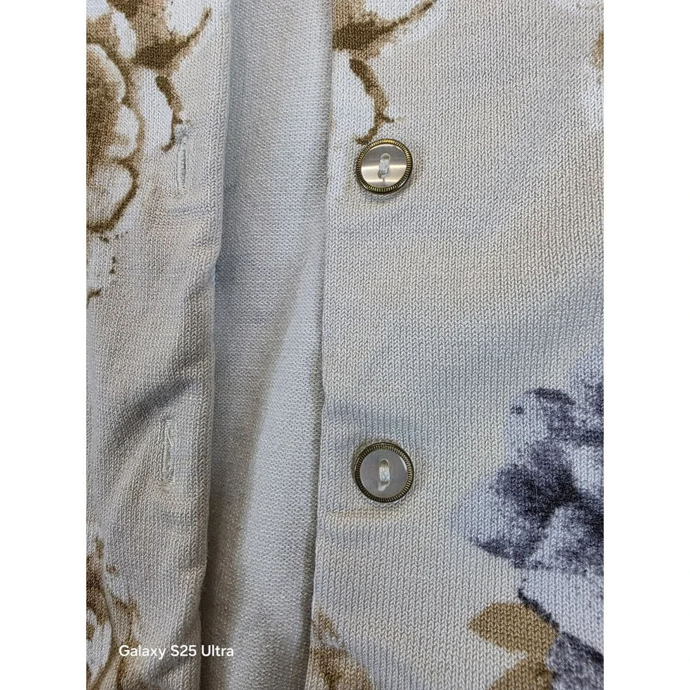 CJ Banks Cardigan AOP Lightweight 100% Office Staple‎ 3/4 Sleeve READ